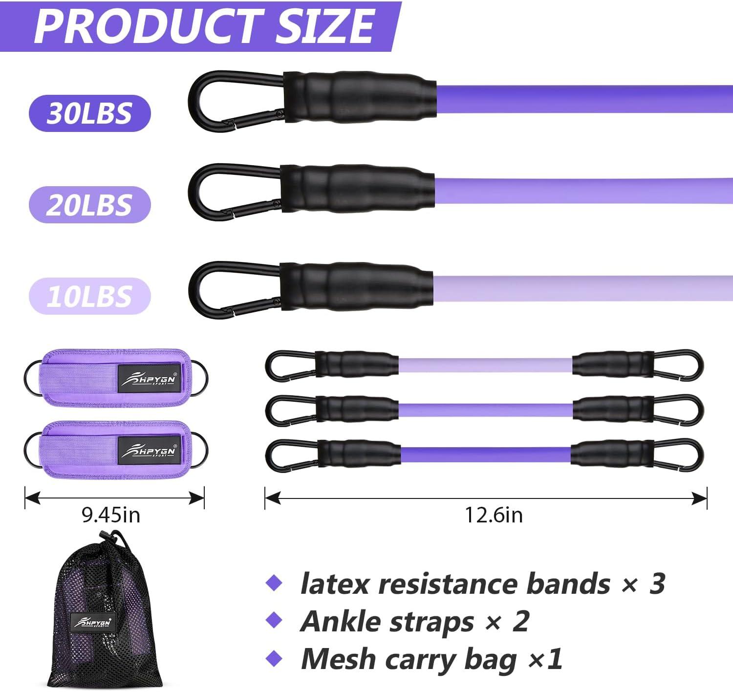 imageResistance Bands for Working Out Ankle Strap with Exercise Bands Physical Therapy Bands for Strength Training Yoga Pilates Stretching Stretch Elastic Band with Different Strengths Workout Bands