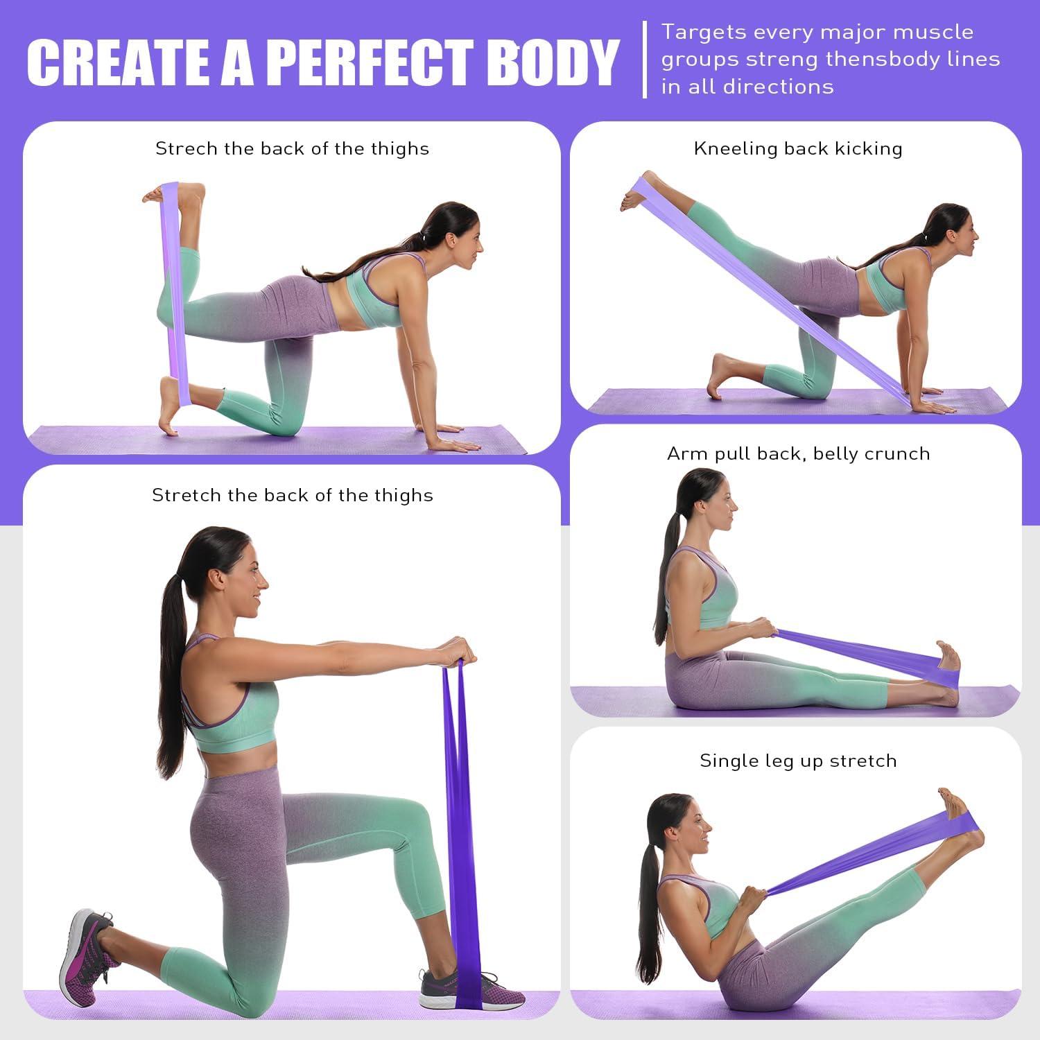 imageResistance Bands for Working Out Ankle Strap with Exercise Bands Physical Therapy Bands for Strength Training Yoga Pilates Stretching Stretch Elastic Band with Different Strengths Workout Bands