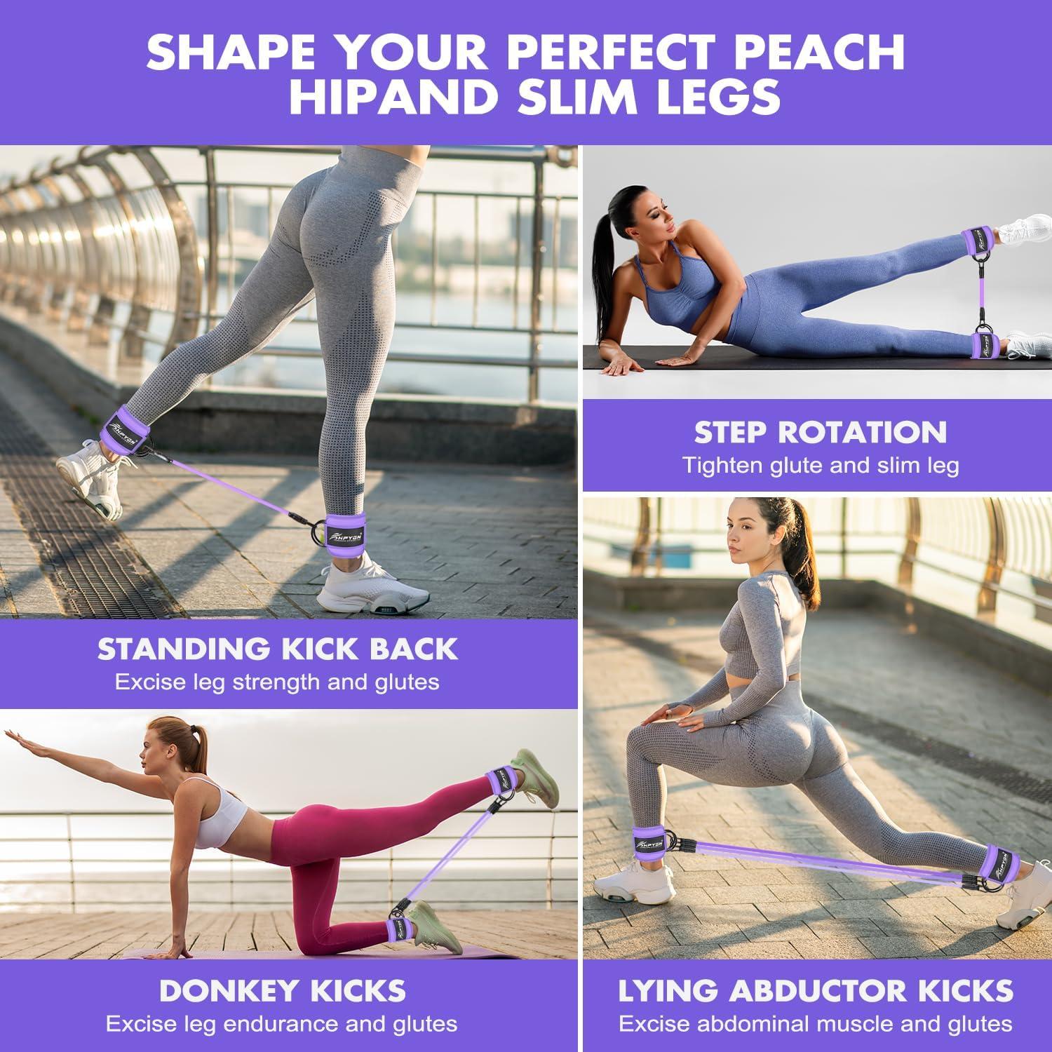 imageResistance Bands for Working Out Ankle Strap with Exercise Bands Physical Therapy Bands for Strength Training Yoga Pilates Stretching Stretch Elastic Band with Different Strengths Workout Bands