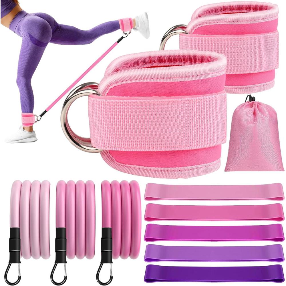 image11 Pcs Ankle Resistance Bands with Cuffs Glutes Workout Ankle Weights for Women Working Out Exercise Bands Set with Ankle Straps for Leg Butt Exercise Equipment Perfect for Home WorkoutsSet of 11