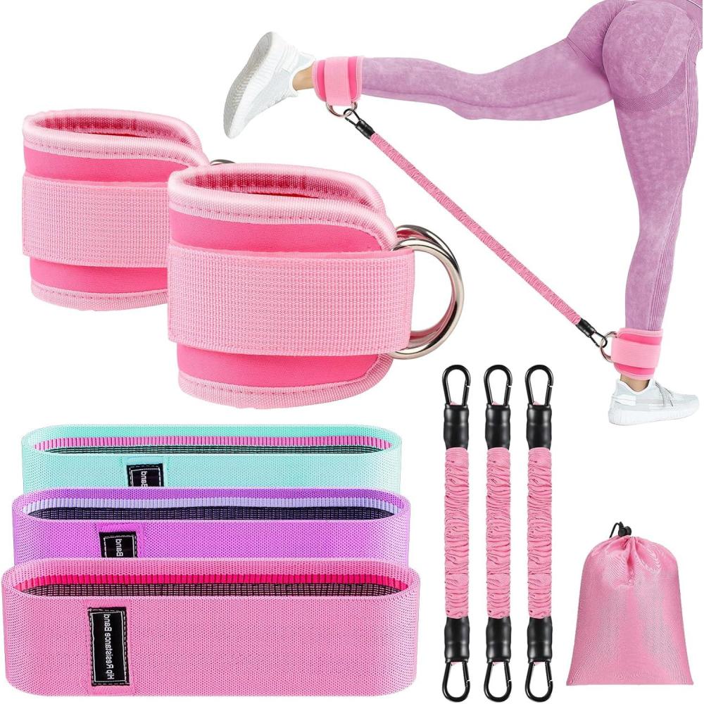 image11 Pcs Ankle Resistance Bands with Cuffs Glutes Workout Ankle Weights for Women Working Out Exercise Bands Set with Ankle Straps for Leg Butt Exercise Equipment Perfect for Home WorkoutsSet of 9