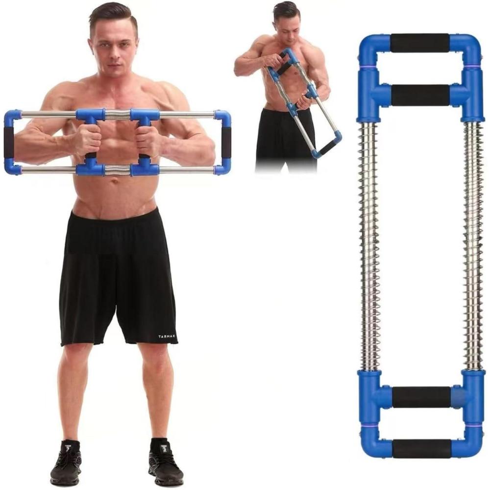 imageGoFitness Push Down Bar Machine  Chest Expander at Home Workout Equipment for Chest Arm Shoulder Abs and Back  Portable Upper Body Trainer for Home Travel or OutdoorsBlue
