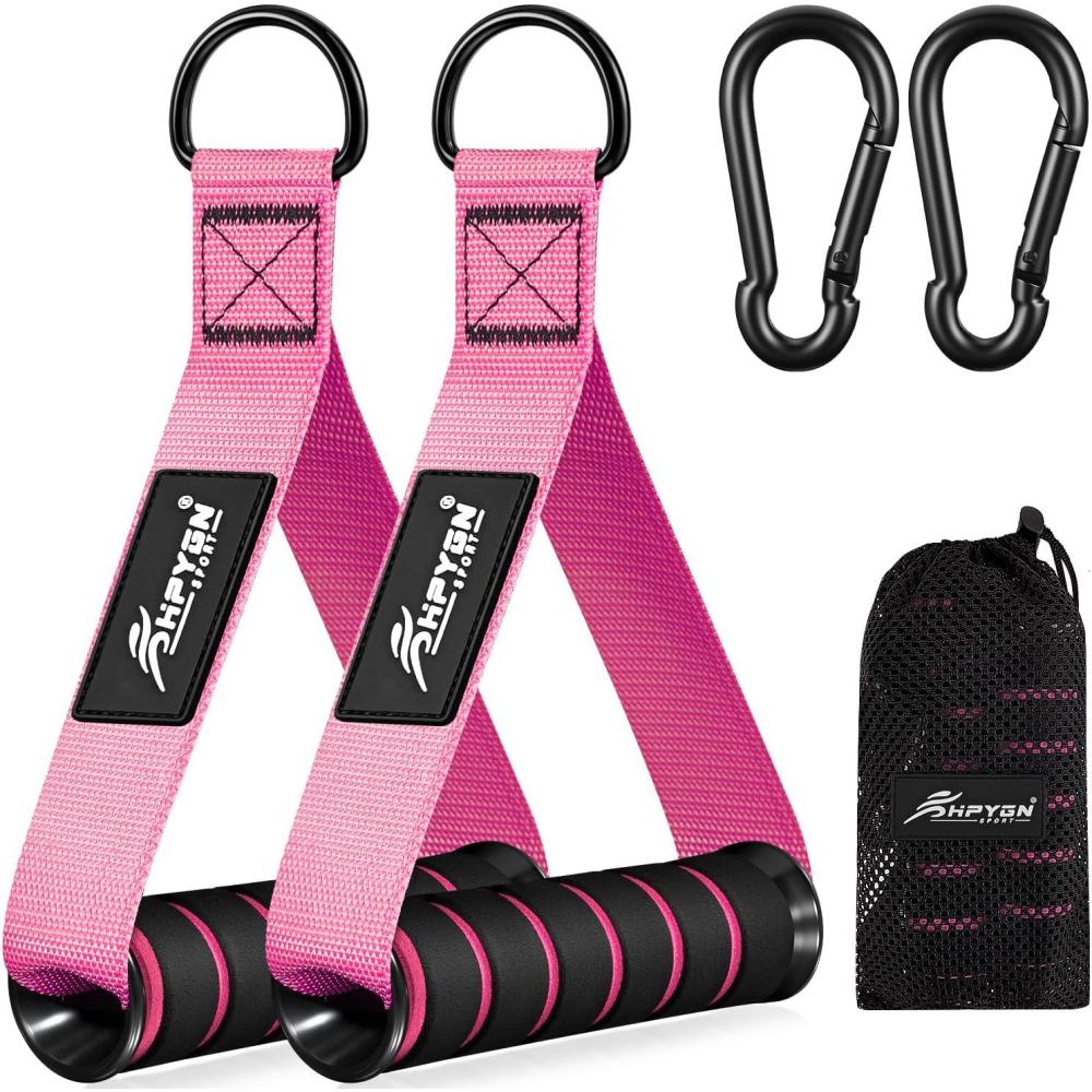 imageHPYGN Exercise Handle Replacement Fitness Equipment for Pilates Yoga Strength Trainer Pull Down Home Gym Red Grey Blue Working Out HandlePink