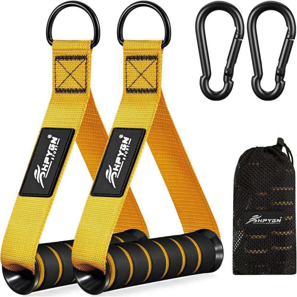 imageHPYGN Exercise Handle Replacement Fitness Equipment for Pilates Yoga Strength Trainer Pull Down Home Gym Red Grey Blue Working Out HandleYellow Handles