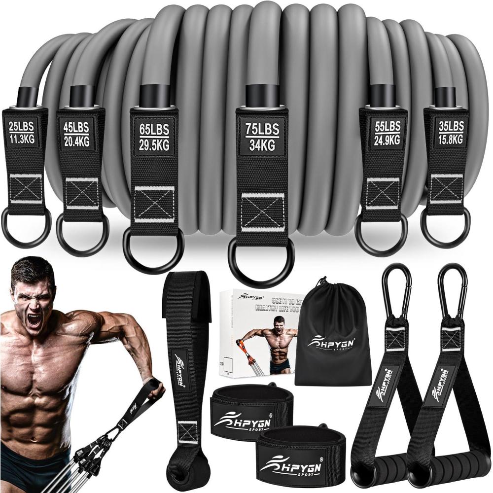 imageHPYGN Heavy Resistance Bands 300LBS Exercise Bands for Working Out Fitness Bands with Handles Workout Bands for Men Weight Bands Set for Muscle Training Strength Slim Yoga Home Gym EquipmentBlack