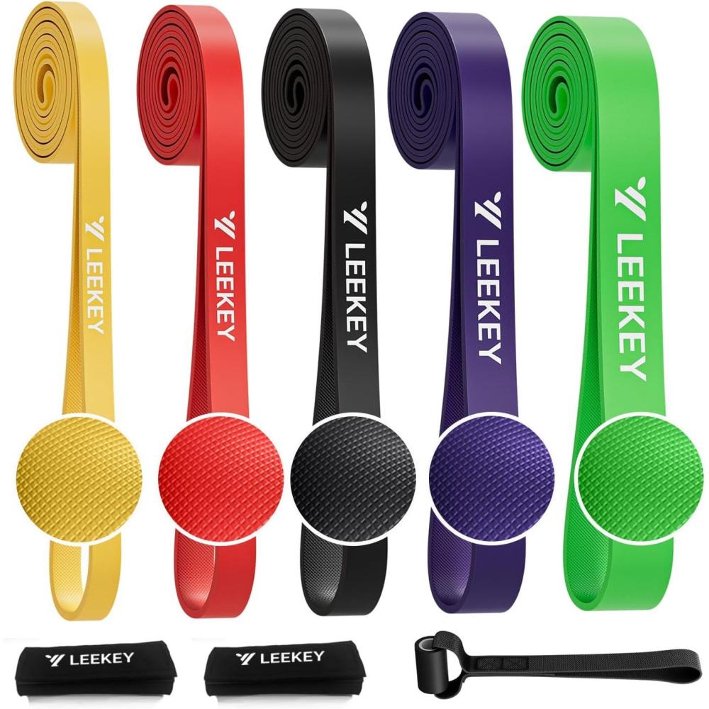 imageLEEKEY Resistance Bands Exercise Bands with HandlesPull Up Assist Bands Band Set with Door Anchor Bands for Working OutBand for Men and Women Fitness TrainingHome Workouts5125LBS COLOR