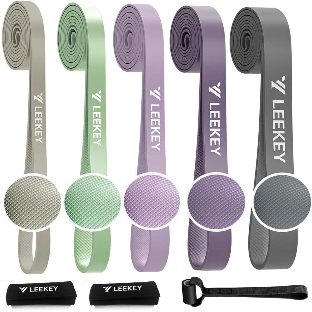 imageLEEKEY Resistance Bands Exercise Bands with HandlesPull Up Assist Bands  Band Set with Door Anchor  Bands for Working OutBand for Men and Women Fitness TrainingHome Workouts5125LBS GRAY PURPLEGrip