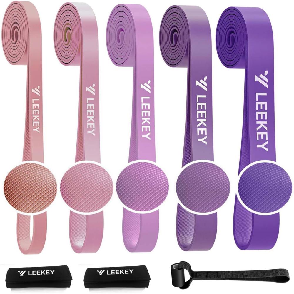 imageLEEKEY Resistance Bands Exercise Bands with HandlesPull Up Assist Bands  Band Set with Door Anchor  Bands for Working OutBand for Men and Women Fitness TrainingHome Workouts5125LBS COLORHandleDoor anchor belt