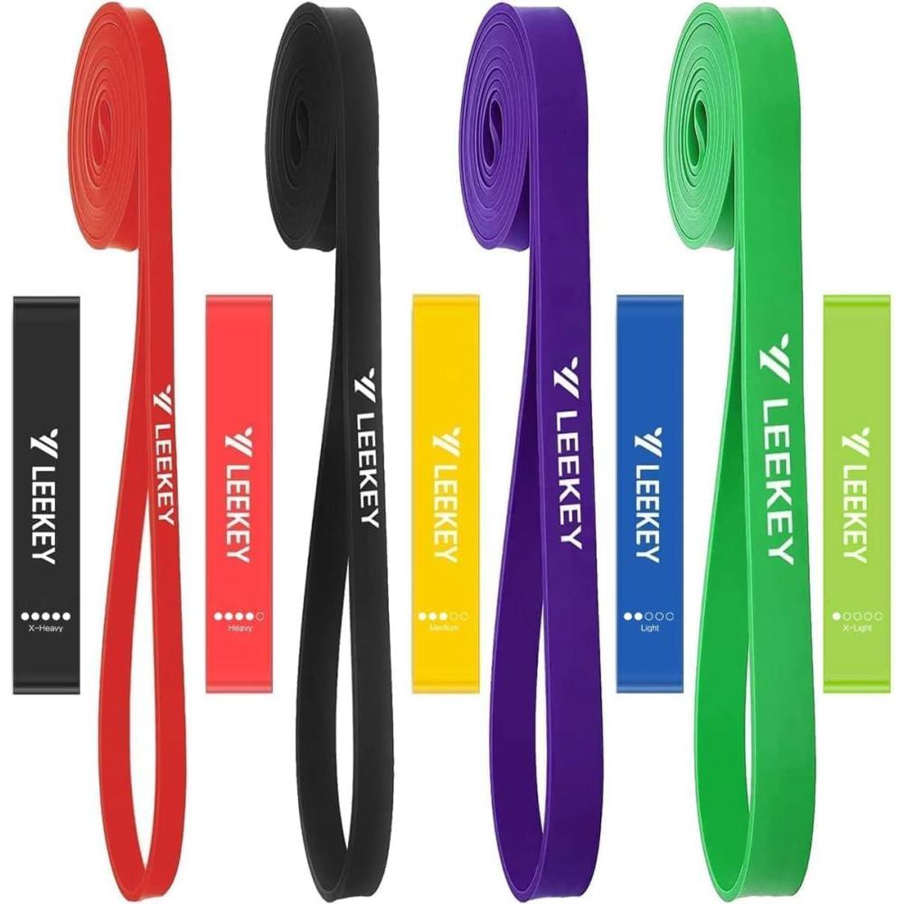 imageLEEKEY Resistance Bands Exercise Bands with HandlesPull Up Assist Bands  Band Set with Door Anchor  Bands for Working OutBand for Men and Women Fitness TrainingHome Workouts15125LBS COLORMini Bands