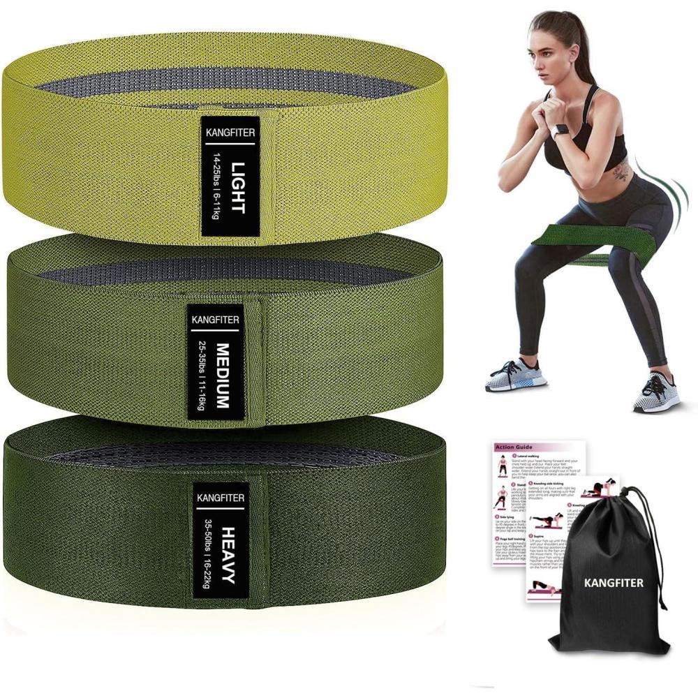 imageNonSlip Fabric Resistance Bands for Working Out Loop Exercise Bands for Booty Leg Butt Glute Stretch Workout Bands for Women ampamp Men Hip Elastic Bands for Home Gym Fitness Yoga Pilates2Military Green 3 PCS