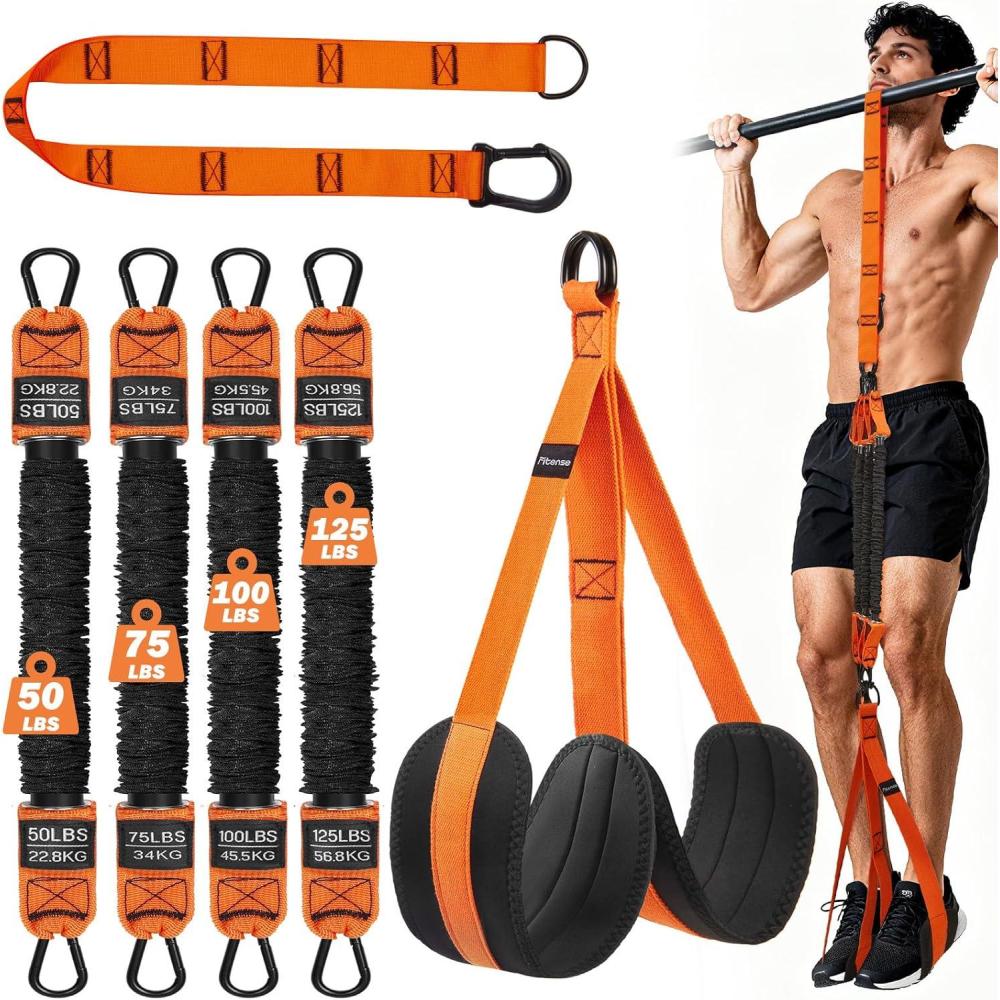 imagePull Up Assistance Bands 350lbs Heavy Duty Resistance Band for Pull Up 4 Pull Up Bands with Two Foots Fabric FeetKnee Rest Adjustable WeightSize Bands for Pull Up Assist for Strength TrainingOrange