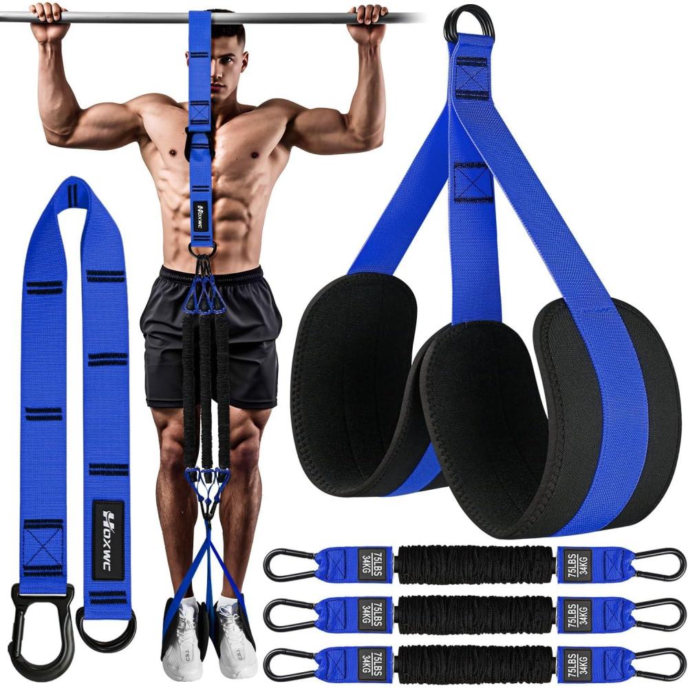 imagePull Up Assistance Bands Adjustable Heavy Duty Resistance Band for Pull Up 3 Pull Up Bands Comfortable Fabric FeetKnee Rest Assistance Bands for PullUp Home Fitness Body StretchingBlue PullUp Bands