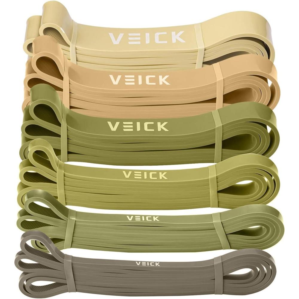 imageVEICK Resistance Bands for Working Out Exercise Bands Workout Bands Pull Up Assistance Bands Long Heavy Stretch Bands Set for Men and Women Power Weight Gym at Home Fitness EquipmentGreen Set of 6