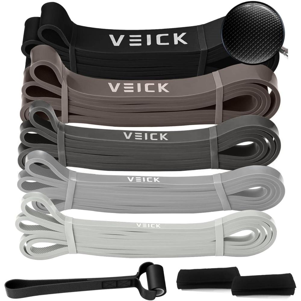 imageVEICK Resistance Bands for Working Out Exercise Bands Workout Bands Pull Up Assistance Bands Long Heavy Stretch Bands Set for Men and Women Power Weight Gym at Home Fitness EquipmentGray Set of 5 Hand Grip Pads