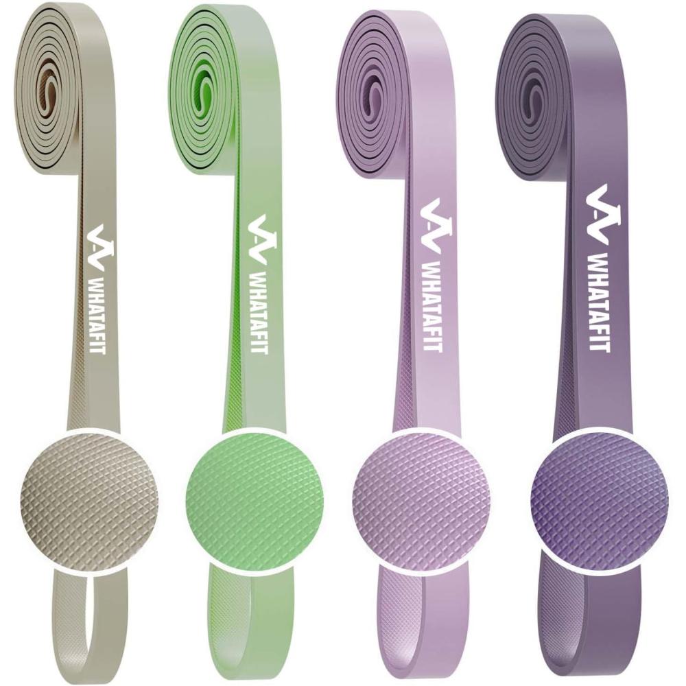 imageWHATAFIT Resistance BandsPull Up Assist Bands Set with Handles Exercise ampamp Workout Bands with Door Anchor for Men ampamp Women  Home Fitness Equipment for Strength Training Stretching585LBS GRAY PURPLE