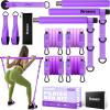Pilates Bar Kit with Resistance Bands, Pilates Workout Equipment for Legs, Hip, Waist, Arm, Squats Exercise Equipment for Home Workouts, Adjustable 3-Section Pilates Bar Kit for Women & Men(Purple)