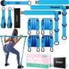 Pilates Bar Kit with Resistance Bands, Pilates Workout Equipment for Legs, Hip, Waist, Arm, Squats Exercise Equipment for Home Workouts, Adjustable 3-Section Pilates Bar Kit for Women & Men(Blue)