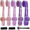 WHATAFIT Resistance Bands,Pull Up Assist Bands Set with Handles, Exercise & Workout Bands with Door Anchor for Men & Women – Home Fitness Equipment for Strength Training, Stretching(5-125LBS PINK PURPLE+GRIP)