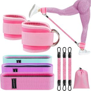 11 Pcs Ankle Resistance Bands with Cuffs, Glutes Workout Ankle Weights for Women Working Out, Exercise Bands Set with Ankle Straps for Leg Butt Exercise Equipment – Perfect for Home Workouts(Set of 9)