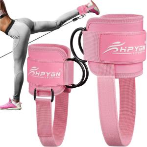 Ankle Strap for Cable Machine, Padded Ankle Straps for Cable Machine Kickbacks, Glute Workouts, Leg Extensions, Curls, Booty Hip Abductors Exercise, Adjustable Comfort Ankle Cuff for Gym(1Pair-Pink)