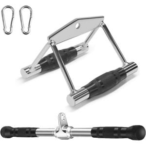 Cable Machine Attachment, LAT Pulldown Attachments, Home Gym Accessories, Triceps Pull Down Attachment(Double D Handle + Straight bar)