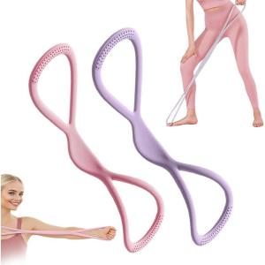 Figure 8 Exercise Bands for Women Men, 2025 New Resistance Bands Exercise Bands with Handles for Working Out, Upgrade Portable Rubber Resistance Band Chest Expander Strap(Pink+Purple)