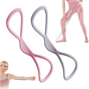 Figure 8 Exercise Bands for Women Men, 2025 New Resistance Bands Exercise Bands with Handles for Working Out, Upgrade Portable Rubber Resistance Band Chest Expander Strap(Pink+Grey)