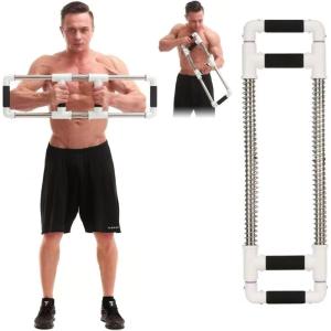 GoFitness Push Down Bar Machine – Chest Expander at Home Workout Equipment for Chest, Arm, Shoulder, Abs and Back – Portable Upper Body Trainer for Home, Travel or Outdoors(White)