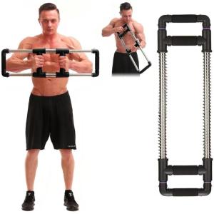GoFitness Push Down Bar Machine – Chest Expander at Home Workout Equipment for Chest, Arm, Shoulder, Abs and Back – Portable Upper Body Trainer for Home, Travel or Outdoors(Black)