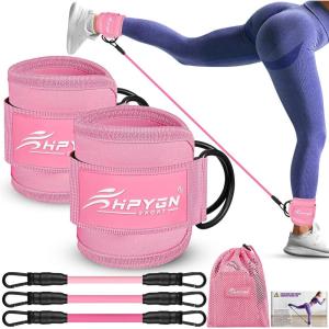 HPYGN Ankle Resistance Bands, Ankle Bands for Working Out with Cuffs, Resistance Bands for Leg Butt Training Workout Equipment for Kickbacks Hip Gluteus Training, Ankle Strap with Exercise Bands(Pink)