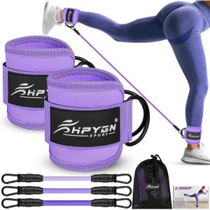 HPYGN Ankle Resistance Bands, Ankle Bands for Working Out with Cuffs, Resistance Bands for Leg Butt Training Workout Equipment for Kickbacks Hip Gluteus Training, Ankle Strap with Exercise Bands(Purple)