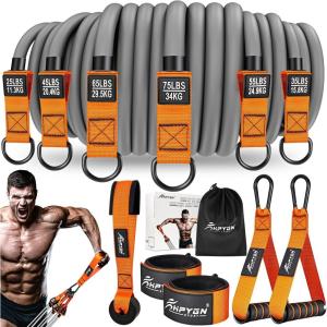 HPYGN Heavy Resistance Bands, 300LBS Exercise Bands for Working Out, Fitness Bands with Handles, Workout Bands for Men, Weight Bands Set for Muscle Training, Strength, Slim, Yoga, Home Gym Equipment(Orange)