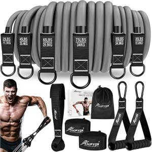 HPYGN Heavy Resistance Bands, 300LBS Exercise Bands for Working Out, Fitness Bands with Handles, Workout Bands for Men, Weight Bands Set for Muscle Training, Strength, Slim, Yoga, Home Gym Equipment(Black)