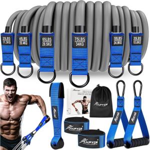 HPYGN Heavy Resistance Bands, 300LBS Exercise Bands for Working Out, Fitness Bands with Handles, Workout Bands for Men, Weight Bands Set for Muscle Training, Strength, Slim, Yoga, Home Gym Equipment(Blue)