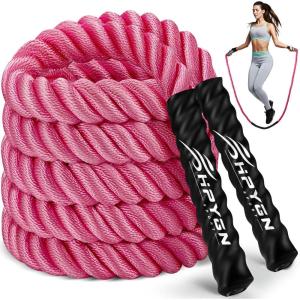 HPYGN Jump Rope, Weighted Jump Rope for Men women, 2.8lb 3.8lb 5lb Heavy Skipping Rope for Exercise, Adult Jumpropes for Home Workout, Improve Strength and Building Muscle,Total Body Workout Equipment(2.8lb pink jump rope for women)