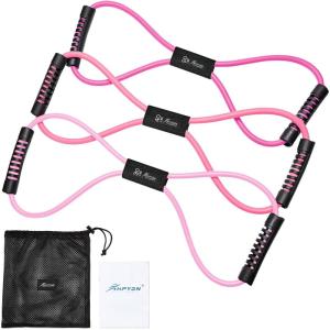 HPYGN Resistance Bands, Figure 8 Exercise Bands for Women Men, 8 Shaped Resistance Bands for Arms, Chest Expander, Yoga Gym Fitness Pulling Rope 8 Word Elastic for Exercise Muscle Training Tubing(pink)