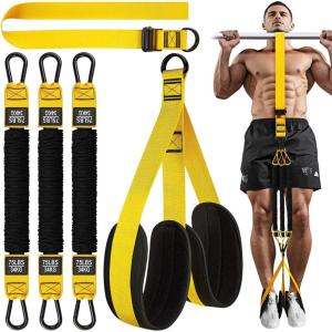HPYGN Two Foots Pull Up Assistance Bands, Heavy Duty Resistance Band for Pull Up Bar, Adjustable Weight/Size with Fabric Feet/Knee Rest, Bands for Pull Up Assist for Strength Training, Pull Up(Yellow)