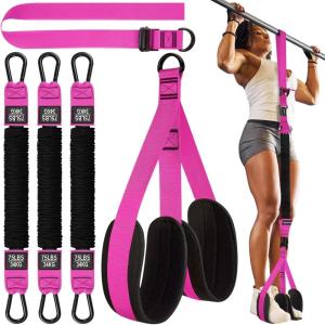 HPYGN Two Foots Pull Up Assistance Bands, Heavy Duty Resistance Band for Pull Up Bar, Adjustable Weight/Size with Fabric Feet/Knee Rest, Bands for Pull Up Assist for Strength Training, Pull Up(Rose Red)
