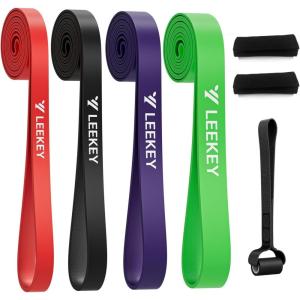 LEEKEY Resistance Bands, Exercise Bands with Handles,Pull Up Assist Bands – Band Set with Door Anchor – Bands for Working Out,Band for Men and Women Fitness Training,Home Workouts(15-125LBS COLOR+Grip)