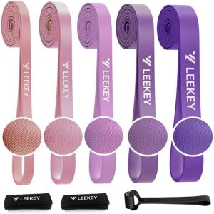 LEEKEY Resistance Bands, Exercise Bands with Handles,Pull Up Assist Bands – Band Set with Door Anchor – Bands for Working Out,Band for Men and Women Fitness Training,Home Workouts(5-125LBS COLOR+Handle+Door anchor belt)