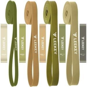 LEEKEY Resistance Bands, Exercise Bands with Handles,Pull Up Assist Bands – Band Set with Door Anchor – Bands for Working Out,Band for Men and Women Fitness Training,Home Workouts(15-125LBS GREEN+Loop Bands)