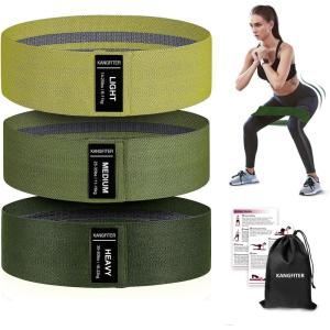 Non-Slip Fabric Resistance Bands for Working Out, Loop Exercise Bands for Booty Leg, Butt, Glute, Stretch Workout Bands for Women & Men, Hip Elastic Bands for Home Gym Fitness, Yoga, Pilates(2.Military Green 3 PCS)