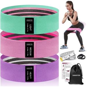 Non-Slip Fabric Resistance Bands for Working Out, Loop Exercise Bands for Booty Leg, Butt, Glute, Stretch Workout Bands for Women & Men, Hip Elastic Bands for Home Gym Fitness, Yoga, Pilates(1.Green  Pink  Purple 3 PCS)