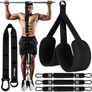 Pull Up Assistance Bands, Adjustable Heavy Duty Resistance Band for Pull Up, 3 Pull Up Bands, Comfortable Fabric Feet/Knee Rest, Assistance Bands for Pull-Up, Home Fitness, Body Stretching(Black)