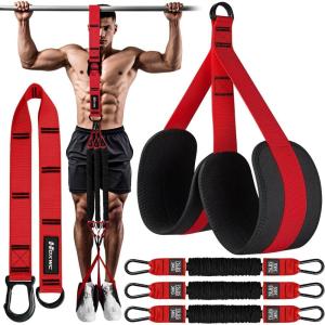 Pull Up Assistance Bands, Adjustable Heavy Duty Resistance Band for Pull Up, 3 Pull Up Bands, Comfortable Fabric Feet/Knee Rest, Assistance Bands for Pull-Up, Home Fitness, Body Stretching(Red)