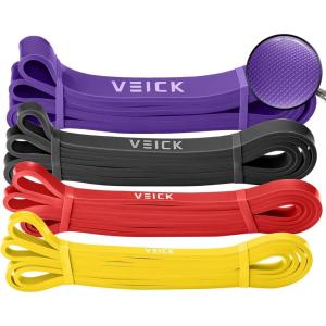 VEICK Resistance Bands for Working Out, Exercise Bands, Workout Bands, Pull Up Assistance Bands, Long Heavy Stretch Bands Set for Men and Women, Power Weight Gym at Home Fitness Equipment(Purple/Black/Red/Yellow(0.3-1.1in))