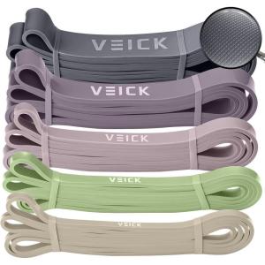 VEICK Resistance Bands for Working Out, Exercise Bands, Workout Bands, Pull Up Assistance Bands, Long Heavy Stretch Bands Set for Men and Women, Power Weight Gym at Home Fitness Equipment(Green Purple Set of 5)