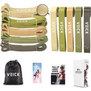 VEICK Resistance Bands for Working Out, Exercise Bands, Workout Bands, Pull Up Assistance Bands, Long Heavy Stretch Bands Set for Men and Women, Power Weight Gym at Home Fitness Equipment(Green Set + 5 Loop Bands)