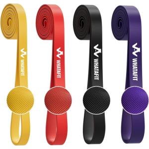 WHATAFIT Resistance Bands,Pull Up Assist Bands Set with Handles, Exercise & Workout Bands with Door Anchor for Men & Women – Home Fitness Equipment for Strength Training, Stretching(5-85LBS COLORFUL)