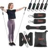 Sunny Health & Fitness Premium Resistance Band Set with Door Anchors, Wrist Straps, Handles Carry Bag Optional Padded Ankle Straps (Pair) for Strength Training, Booty Workout, Lower Body Exercises(NO. 089-COMBO)